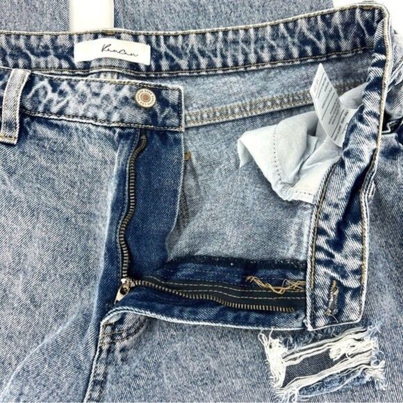 KanCan Acid Wash High Rise Distressed Mom Jeans Fray Hem 15/31 - Picture 5 of 8